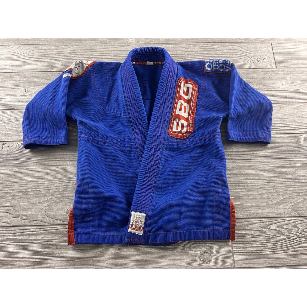 SBG BJJ Gi Jacket Kids C0 Blue Jiu Jitsu Uniform Top Straight Blast Gym